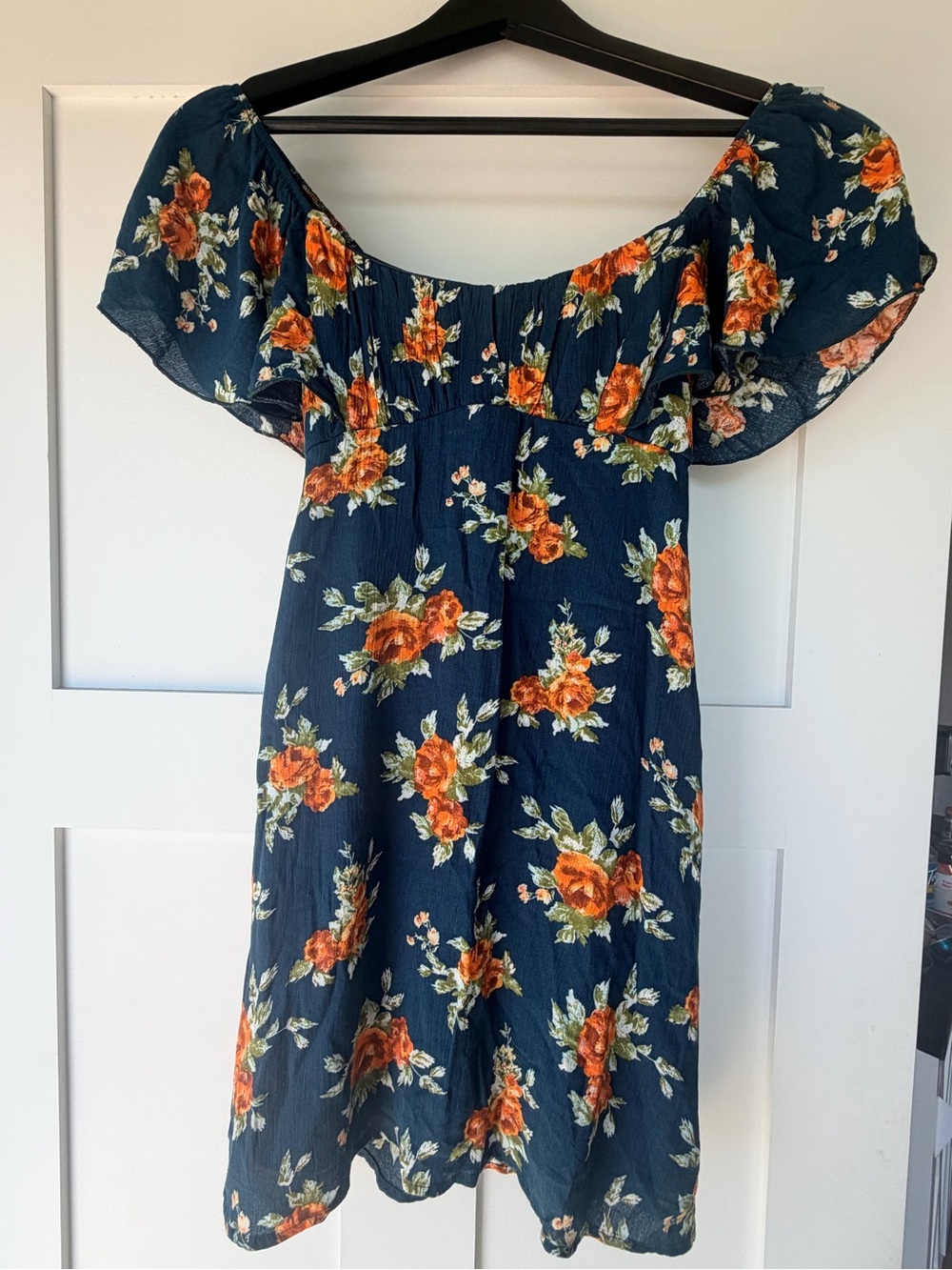 Altar’d State Off-Shoulder Floral mini Dress with peek-a-boo back